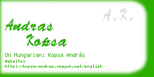 andras kopsa business card